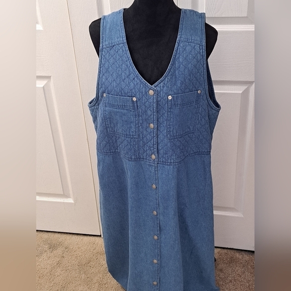 Vintage Blue J. Denim Midi Dress   Size L - Picture 1 of 12